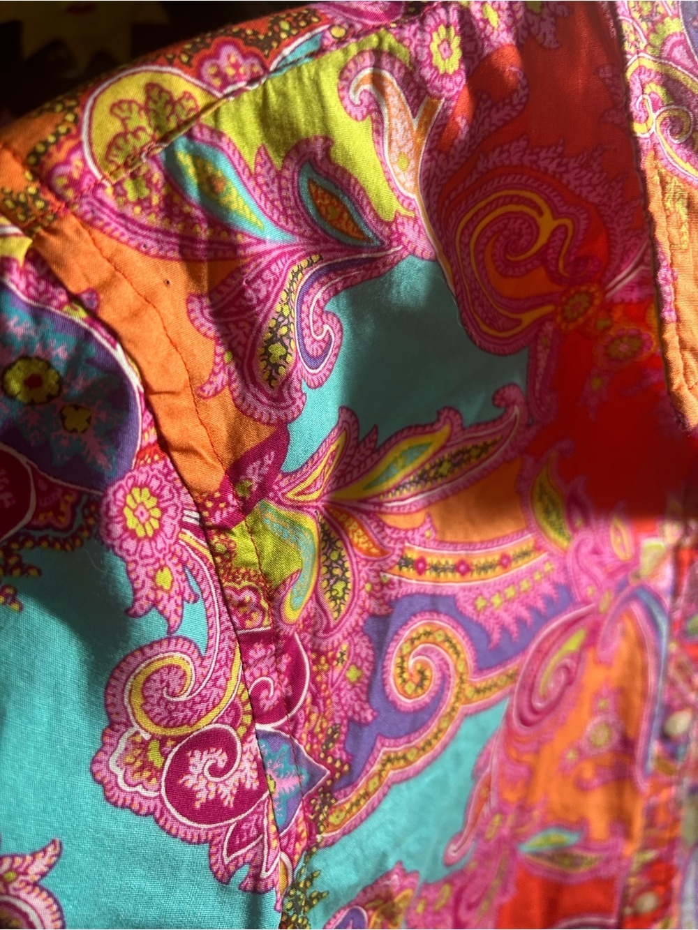 Chaps Colorful Paisley Button Front Shirt Blouse Cotton Size M - Picture 10 of 11